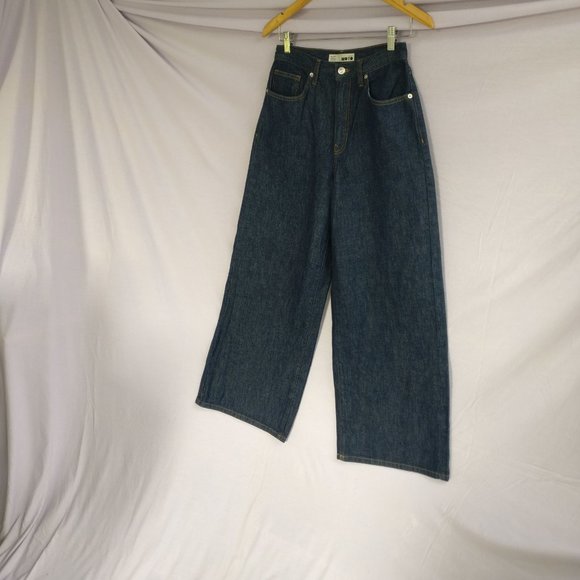 Moto Indigo HighRise Loose Wide leg Jeans w28 +MEASUREMENT Rigid/Thick denim - Picture 4 of 11